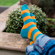 Load image into Gallery viewer, Aqua and Yellow Stripe