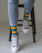 Load image into Gallery viewer, Aqua and Yellow Stripe